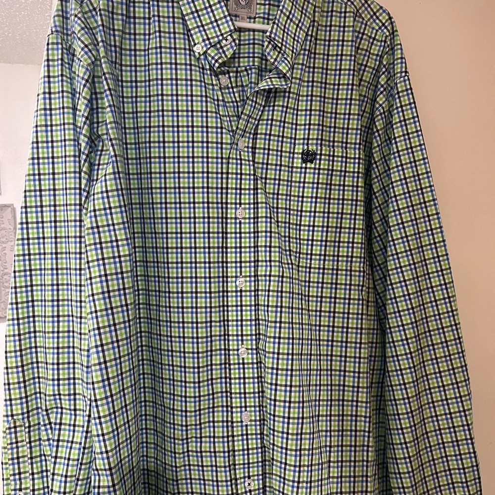 Cinch Men's Green and Blue Plaid Shirt